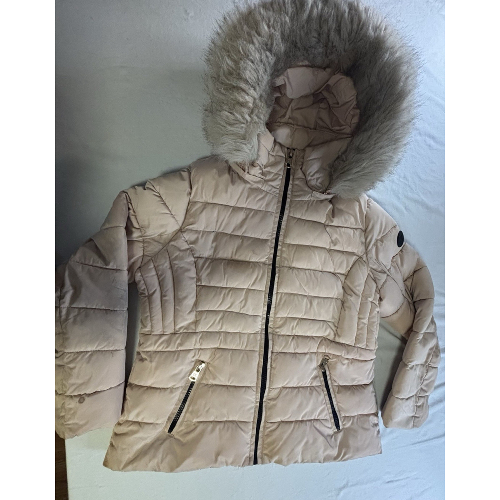 Calvin Klein Performance Womens XL Pink Puffer Jacket Faux Fur Hood